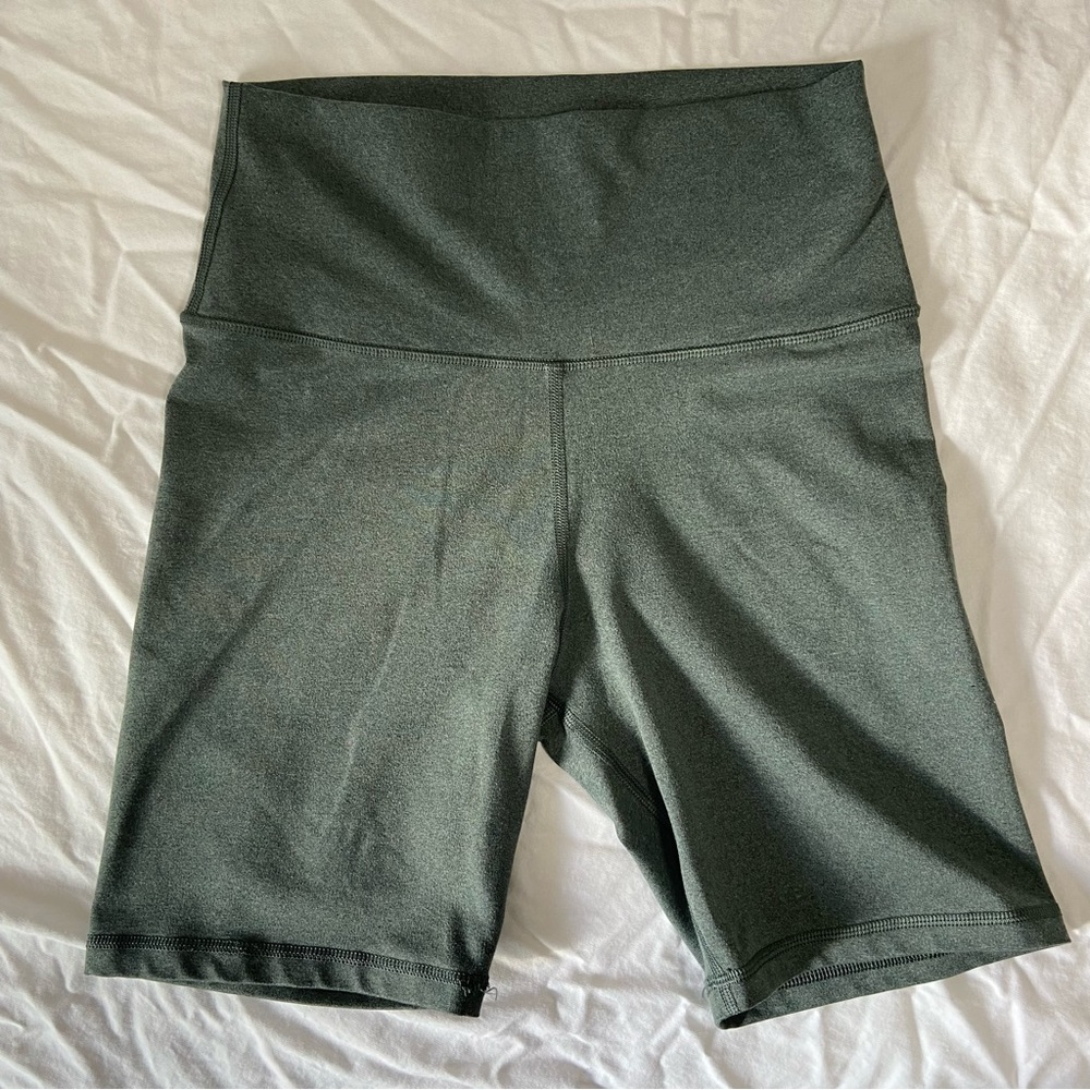 aerie chill.play.move green-gray biker shorts